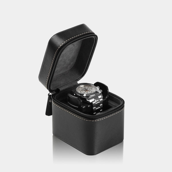Uhrenetui Uhrenbox Soinge für 1 Uhr in Schwarz, Watch Case for 1 Watch Black