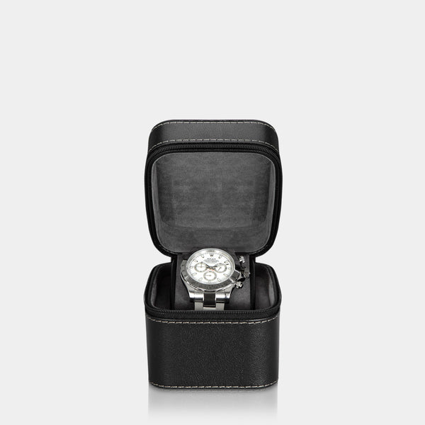 Modalo Uhrenetui Uhrenbox Soinge für 1 Uhr in Schwarz mit Uhrenkissen